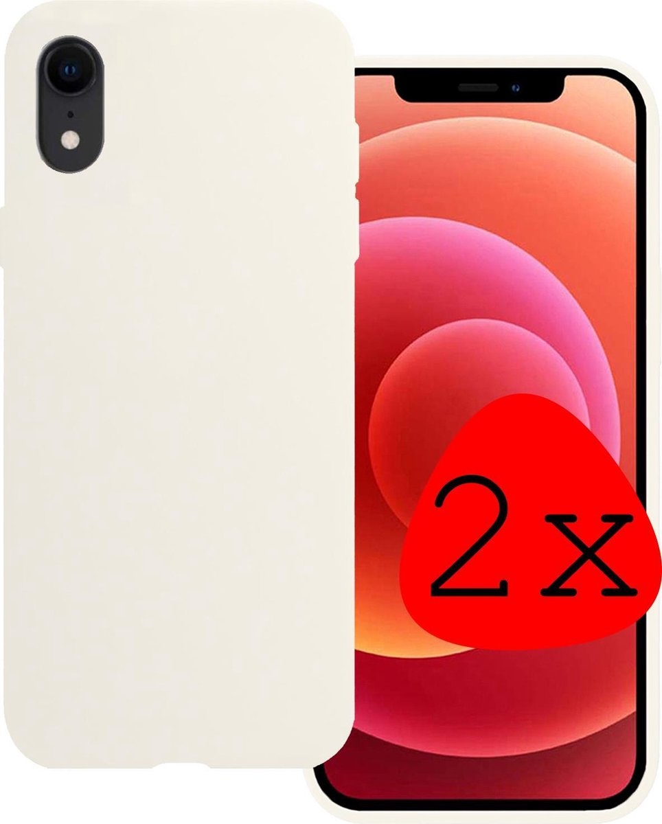 BASEY. Hoes Geschikt voor iPhone XR Hoesje Siliconen Back Cover Case - Hoesje Geschikt voor iPhone XR Hoes Cover Hoesje - Wit - 2 Stuks