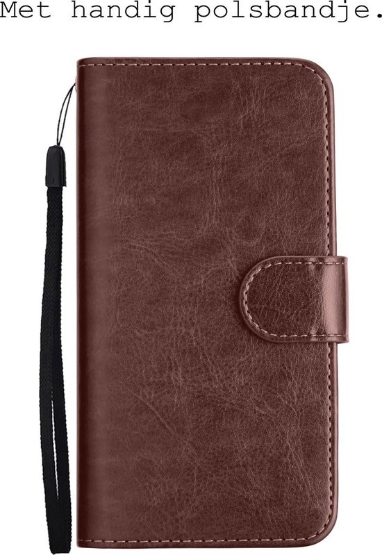 BASEY. Hoes Geschikt voor iPhone 12 Hoesje Bookcase Hoes 2-in-1 Cover - Hoesje Geschikt voor iPhone 12 Hoes 2-in-1 Hoesje Case - Bruin