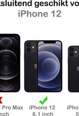 BASEY. Hoes Geschikt voor iPhone 12 Hoesje Bookcase Hoes 2-in-1 Cover - Hoesje Geschikt voor iPhone 12 Hoes 2-in-1 Hoesje Case - Donkerroze