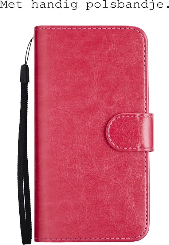 BASEY. Hoes Geschikt voor iPhone 12 Hoesje Bookcase Hoes 2-in-1 Cover - Hoesje Geschikt voor iPhone 12 Hoes 2-in-1 Hoesje Case - Donkerroze