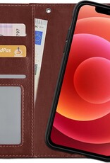 BASEY. Hoes Geschikt voor iPhone 12 Pro Hoesje Bookcase Hoes 2-in-1 Cover - Hoesje Geschikt voor iPhone 12 Pro Hoes 2-in-1 Hoesje Case - Bruin