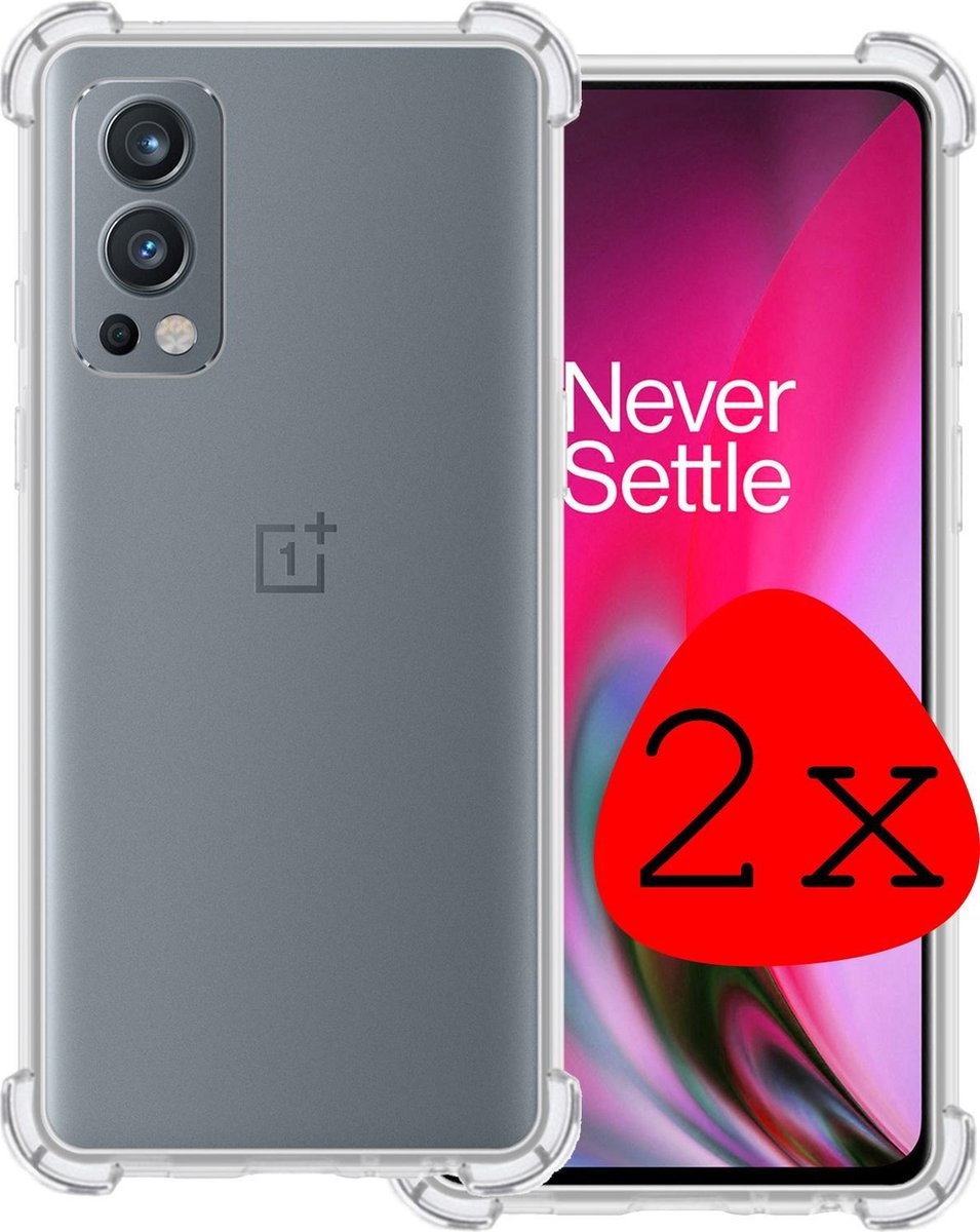 BASEY. Hoes Geschikt voor OnePlus Nord 2 Hoesje Shock Proof Case Hoes Siliconen - Hoesje Geschikt voor OnePlus Nord 2 Hoes Cover Shockproof - Transparant - 2 Stuks