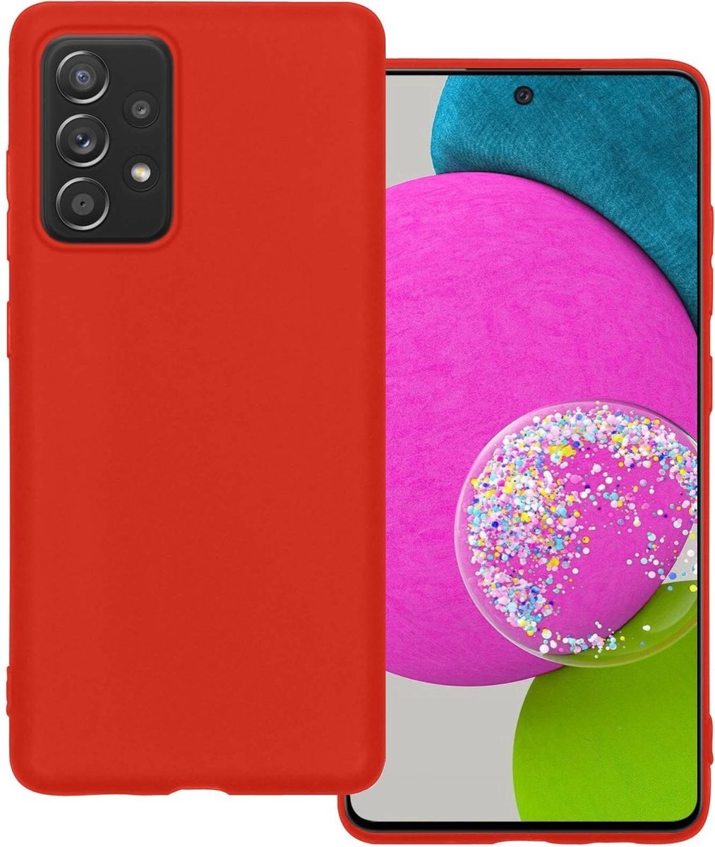 BASEY. Hoes Geschikt voor Samsung A52s Hoesje Siliconen Back Cover Case - Hoesje Geschikt voor Samsung Galaxy A52s 5G Hoes Cover Hoesje - Rood