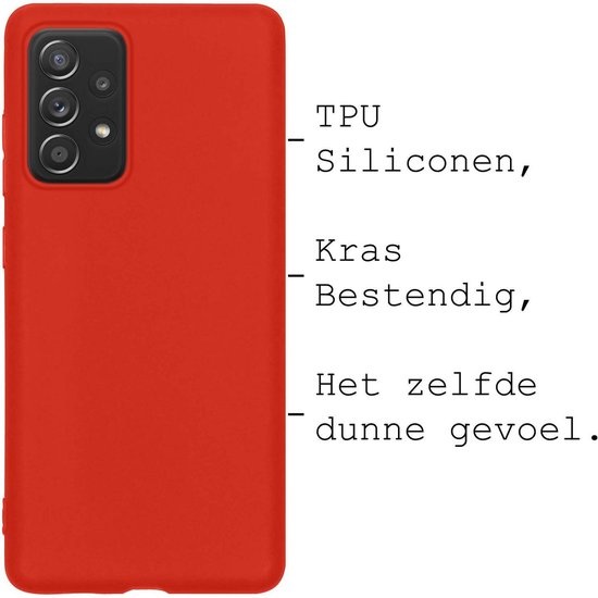 BASEY. Hoes Geschikt voor Samsung A52s Hoesje Siliconen Back Cover Case - Hoesje Geschikt voor Samsung Galaxy A52s 5G Hoes Cover Hoesje - Rood