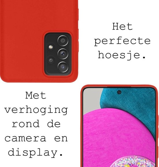BASEY. Hoes Geschikt voor Samsung A52s Hoesje Siliconen Back Cover Case - Hoesje Geschikt voor Samsung Galaxy A52s 5G Hoes Cover Hoesje - Rood
