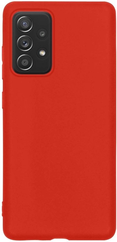 BASEY. Hoes Geschikt voor Samsung A52s Hoesje Siliconen Back Cover Case - Hoesje Geschikt voor Samsung Galaxy A52s 5G Hoes Cover Hoesje - Rood