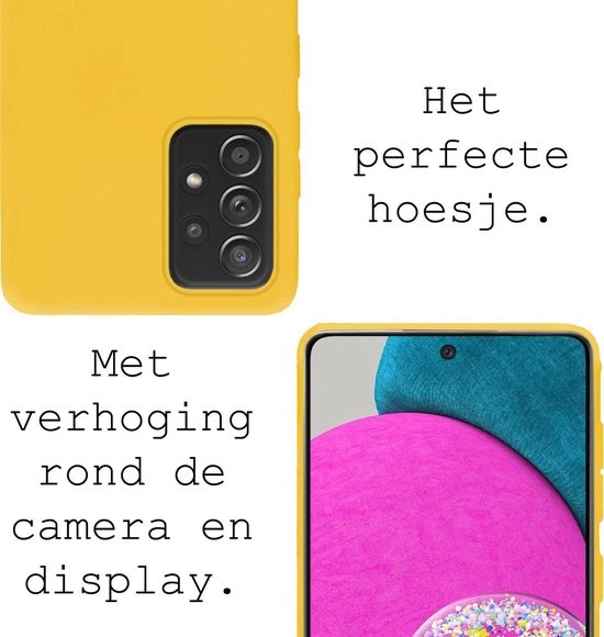BASEY. Hoes Geschikt voor Samsung A52s Hoesje Siliconen Back Cover Case - Hoesje Geschikt voor Samsung Galaxy A52s 5G Hoes Cover Hoesje - Geel