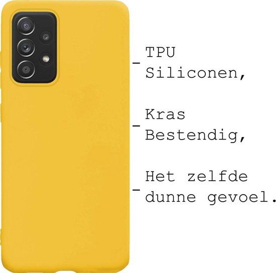 BASEY. Hoes Geschikt voor Samsung A52s Hoesje Siliconen Back Cover Case - Hoesje Geschikt voor Samsung Galaxy A52s 5G Hoes Cover Hoesje - Geel