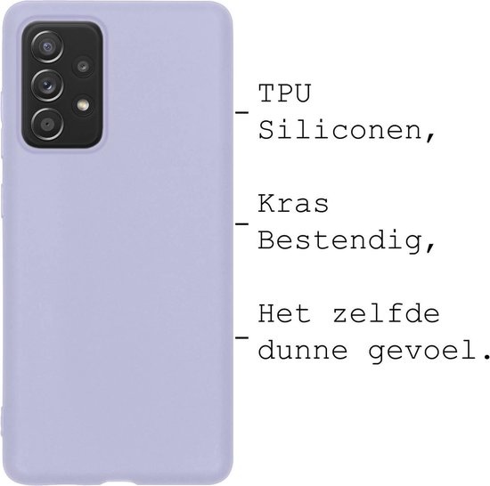 BASEY. Hoes Geschikt voor Samsung A52s Hoesje Siliconen Back Cover Case - Hoesje Geschikt voor Samsung Galaxy A52s 5G Hoes Cover Hoesje - Lila