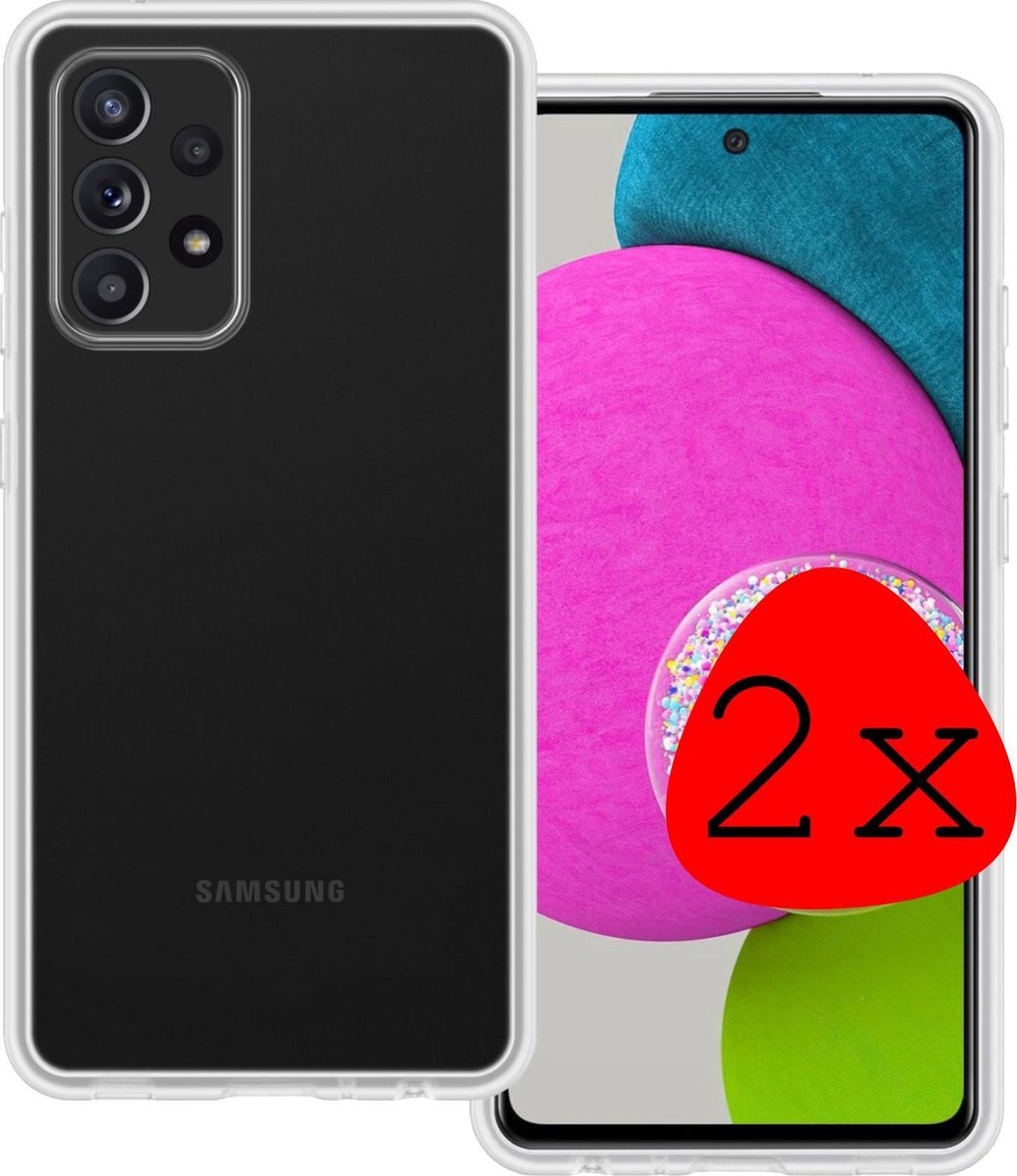 BASEY. Hoes Geschikt voor Samsung A52s Hoesje Siliconen Back Cover Case - Hoesje Geschikt voor Samsung Galaxy A52s 5G Hoes Cover Hoesje - Transparant - 2 Stuks