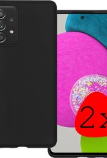 BASEY. Hoes Geschikt voor Samsung A52s Hoesje Siliconen Back Cover Case - Hoesje Geschikt voor Samsung Galaxy A52s 5G Hoes Cover Hoesje - Zwart - 2 Stuks