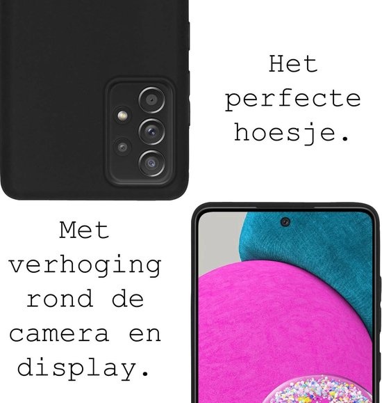 BASEY. Hoes Geschikt voor Samsung A52s Hoesje Siliconen Back Cover Case - Hoesje Geschikt voor Samsung Galaxy A52s 5G Hoes Cover Hoesje - Zwart - 2 Stuks