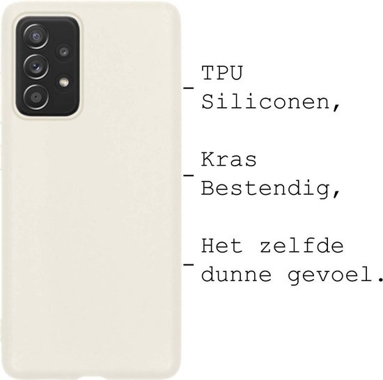 BASEY. Hoes Geschikt voor Samsung A52s Hoesje Siliconen Back Cover Case - Hoesje Geschikt voor Samsung Galaxy A52s 5G Hoes Cover Hoesje - Wit - 2 Stuks