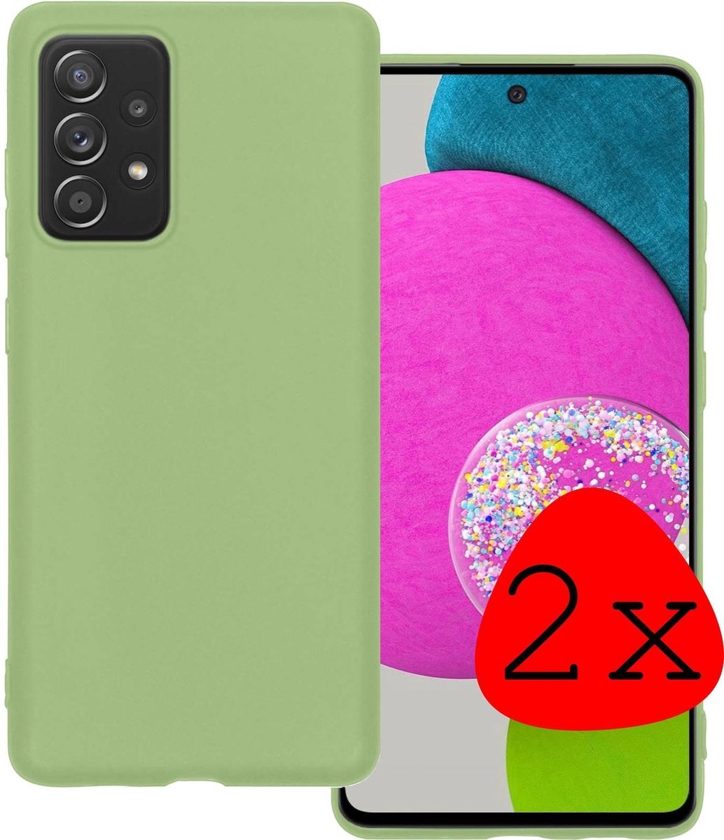 BASEY. Hoes Geschikt voor Samsung A52s Hoesje Siliconen Back Cover Case - Hoesje Geschikt voor Samsung Galaxy A52s 5G Hoes Cover Hoesje - Groen - 2 Stuks