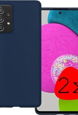 BASEY. Hoes Geschikt voor Samsung A52s Hoesje Siliconen Back Cover Case - Hoesje Geschikt voor Samsung Galaxy A52s 5G Hoes Cover Hoesje - Donkerblauw - 2 Stuks