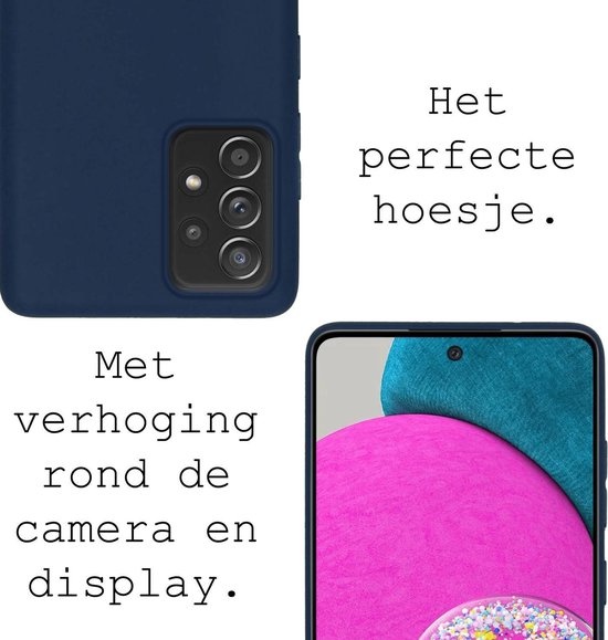 BASEY. Hoes Geschikt voor Samsung A52s Hoesje Siliconen Back Cover Case - Hoesje Geschikt voor Samsung Galaxy A52s 5G Hoes Cover Hoesje - Donkerblauw - 2 Stuks