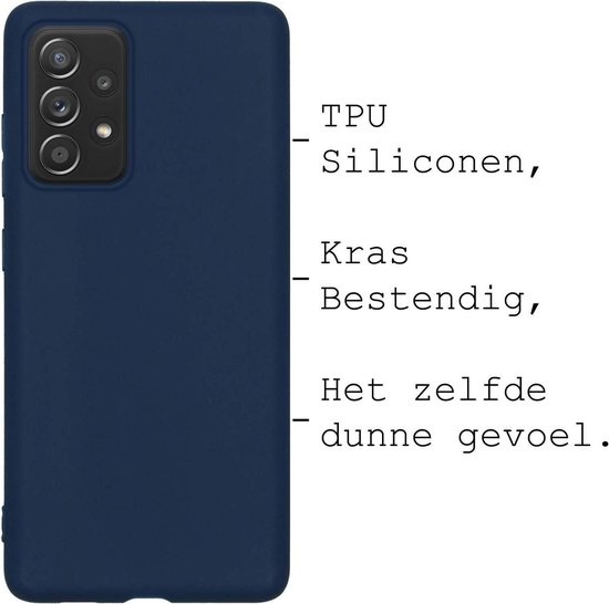 BASEY. Hoes Geschikt voor Samsung A52s Hoesje Siliconen Back Cover Case - Hoesje Geschikt voor Samsung Galaxy A52s 5G Hoes Cover Hoesje - Donkerblauw - 2 Stuks