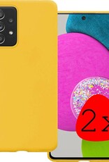 BASEY. Hoes Geschikt voor Samsung A52s Hoesje Siliconen Back Cover Case - Hoesje Geschikt voor Samsung Galaxy A52s 5G Hoes Cover Hoesje - Geel - 2 Stuks