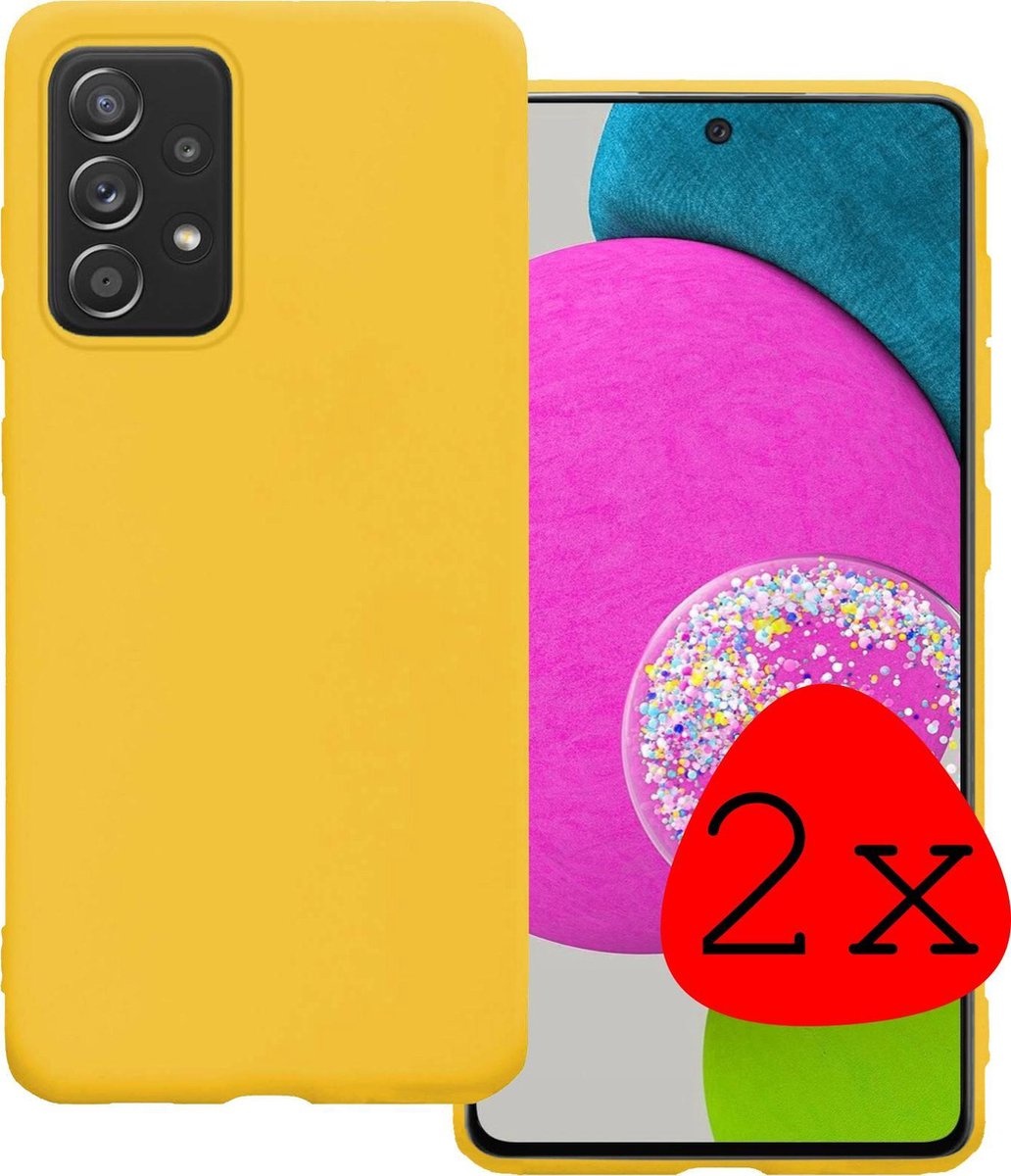 BASEY. Hoes Geschikt voor Samsung A52s Hoesje Siliconen Back Cover Case - Hoesje Geschikt voor Samsung Galaxy A52s 5G Hoes Cover Hoesje - Geel - 2 Stuks