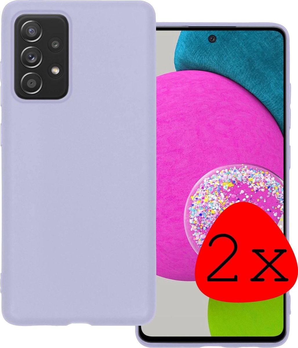 BASEY. Hoes Geschikt voor Samsung A52s Hoesje Siliconen Back Cover Case - Hoesje Geschikt voor Samsung Galaxy A52s 5G Hoes Cover Hoesje - Lila - 2 Stuks