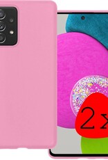 BASEY. Hoes Geschikt voor Samsung A52s Hoesje Siliconen Back Cover Case - Hoesje Geschikt voor Samsung Galaxy A52s 5G Hoes Cover Hoesje - Roze - 2 Stuks