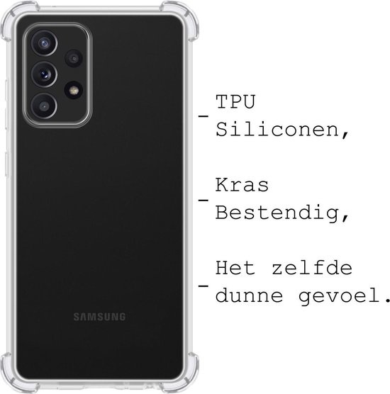 BASEY. Hoes Geschikt voor Samsung A52s Hoesje Shock Proof Case Hoes Siliconen - Hoesje Geschikt voor Samsung Galaxy A52s 5G Hoes Cover Shockproof - Transparant - 2 Stuks