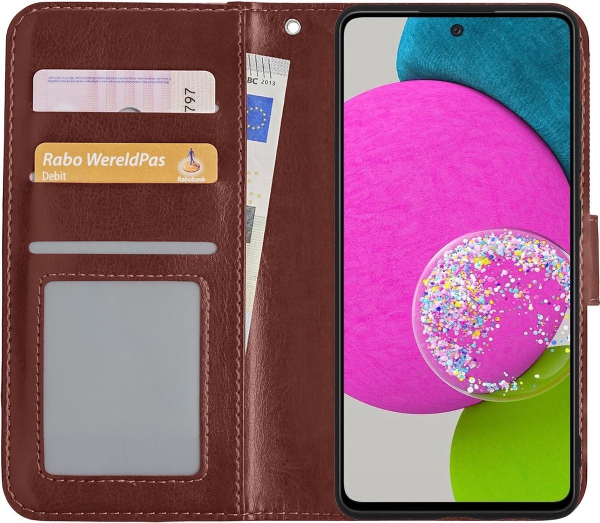 BASEY. Hoes Geschikt voor Samsung A52s Hoesje Bookcase Hoes Flip Case Book Cover - Hoesje Geschikt voor Samsung Galaxy A52s 5G Hoes Book Case Hoesje - Bruin