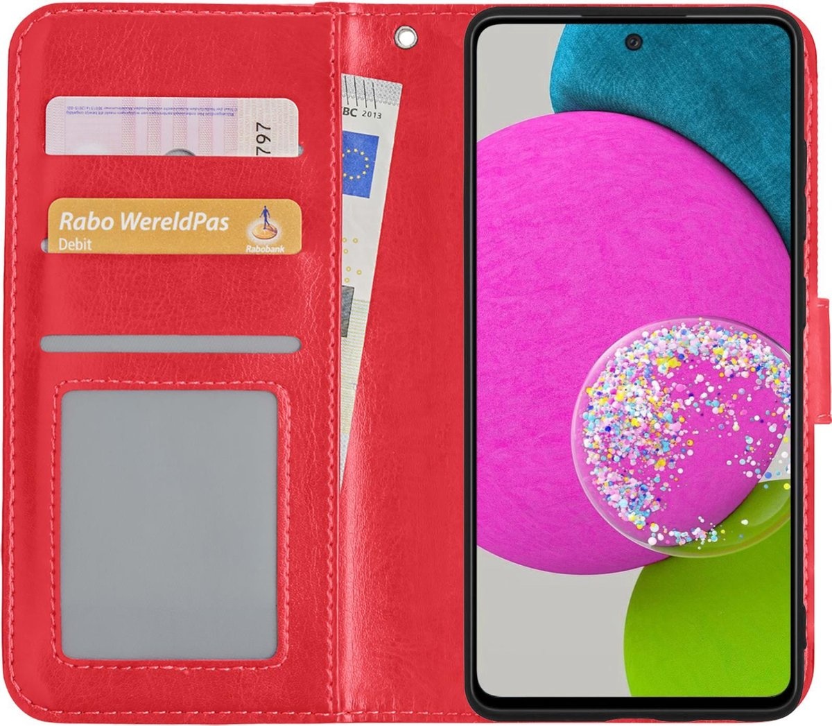 BASEY. Hoes Geschikt voor Samsung A52s Hoesje Bookcase Hoes Flip Case Book Cover - Hoesje Geschikt voor Samsung Galaxy A52s 5G Hoes Book Case Hoesje - Rood
