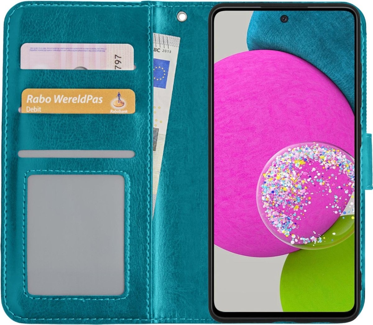 BASEY. Hoes Geschikt voor Samsung A52s Hoesje Bookcase Hoes Flip Case Book Cover - Hoesje Geschikt voor Samsung Galaxy A52s 5G Hoes Book Case Hoesje - Turquoise