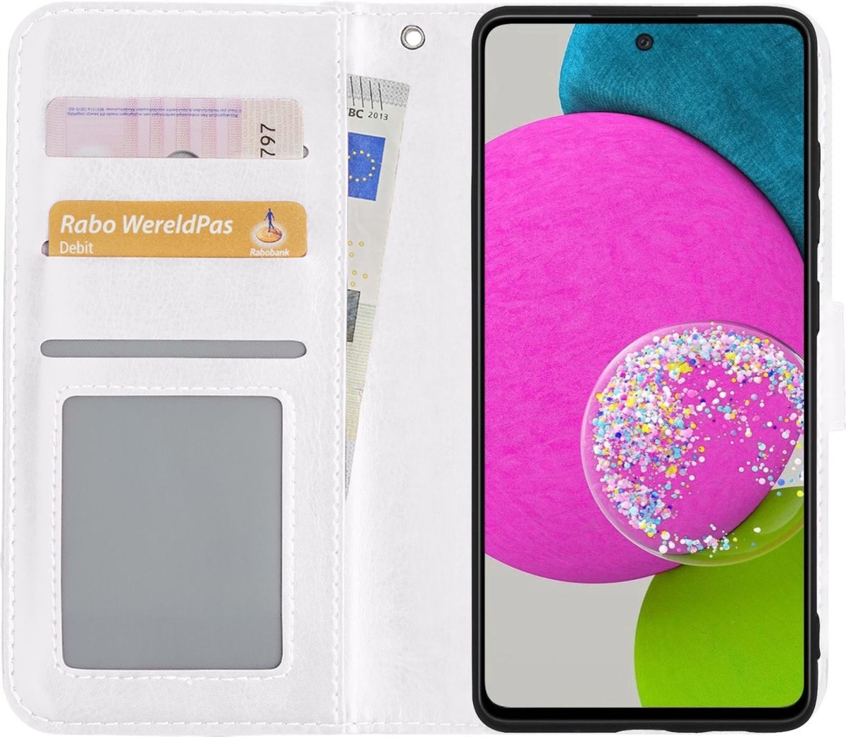 BASEY. Hoes Geschikt voor Samsung A52s Hoesje Bookcase Hoes Flip Case Book Cover - Hoesje Geschikt voor Samsung Galaxy A52s 5G Hoes Book Case Hoesje - Wit