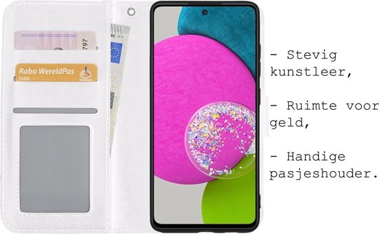 BASEY. Hoes Geschikt voor Samsung A52s Hoesje Bookcase Hoes Flip Case Book Cover - Hoesje Geschikt voor Samsung Galaxy A52s 5G Hoes Book Case Hoesje - Wit