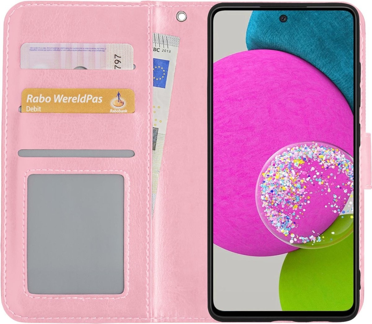 BASEY. Hoes Geschikt voor Samsung A52s Hoesje Bookcase Hoes Flip Case Book Cover - Hoesje Geschikt voor Samsung Galaxy A52s 5G Hoes Book Case Hoesje - Lichtroze