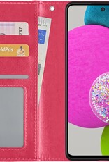 BASEY. Hoes Geschikt voor Samsung A52s Hoesje Bookcase Hoes Flip Case Book Cover - Hoesje Geschikt voor Samsung Galaxy A52s 5G Hoes Book Case Hoesje - Donkerroze
