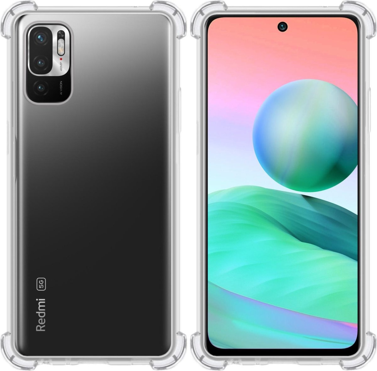 BASEY. Hoes Geschikt voor Redmi Note 10 5G Hoesje Shock Proof Case Hoes Siliconen - Hoesje Geschikt voor Redmi Note 10 5G Hoes Cover Shockproof - Transparant
