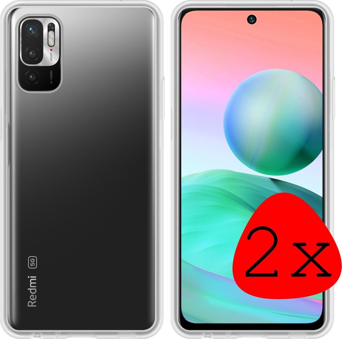 BASEY. Hoes Geschikt voor Redmi Note 10 5G Hoesje Siliconen Back Cover Case - Hoesje Geschikt voor Redmi Note 10 5G Hoes Cover Hoesje - Transparant - 2 Stuks