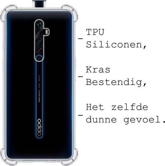 BASEY. Hoes Geschikt voor OPPO Reno 2 Hoesje Shock Proof Case Hoes Siliconen - Hoesje Geschikt voor OPPO Reno 2 Hoes Cover Shockproof - Transparant