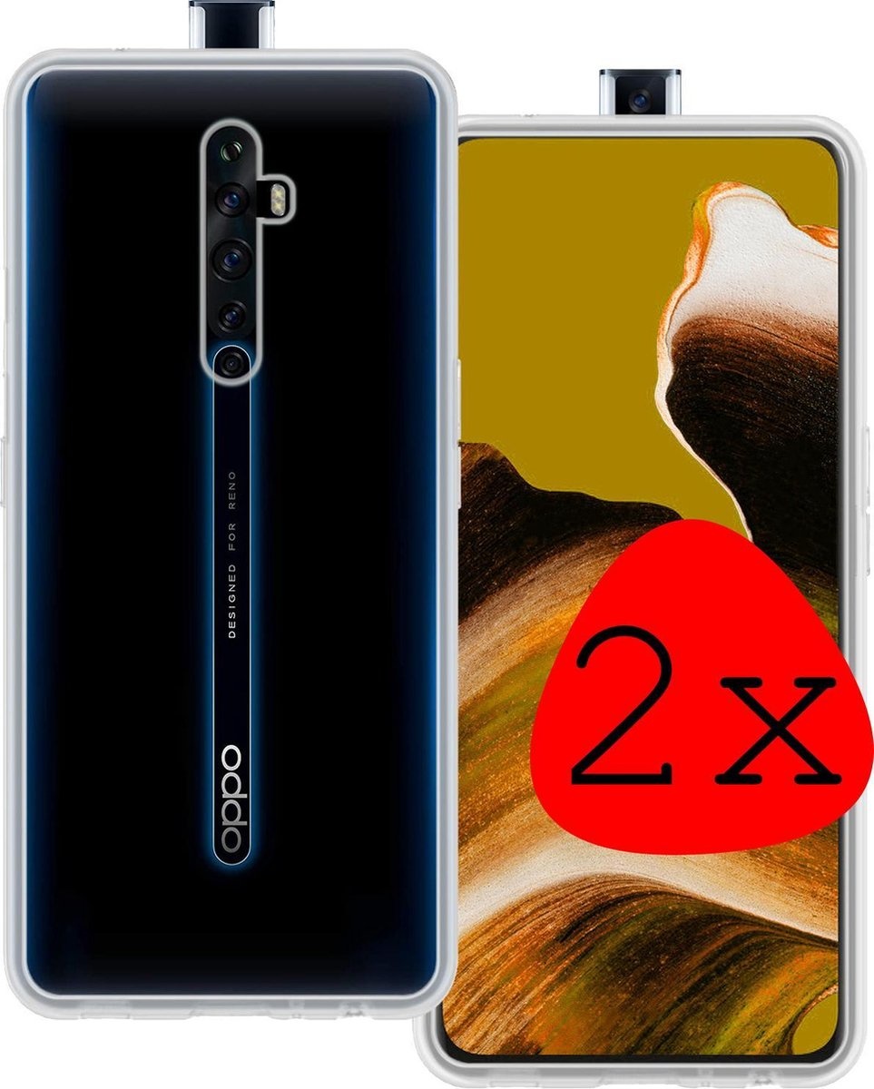 BASEY. Hoes Geschikt voor OPPO Reno 2 Hoesje Siliconen Back Cover Case - Hoesje Geschikt voor OPPO Reno 2 Hoes Cover Hoesje - Transparant - 2 Stuks