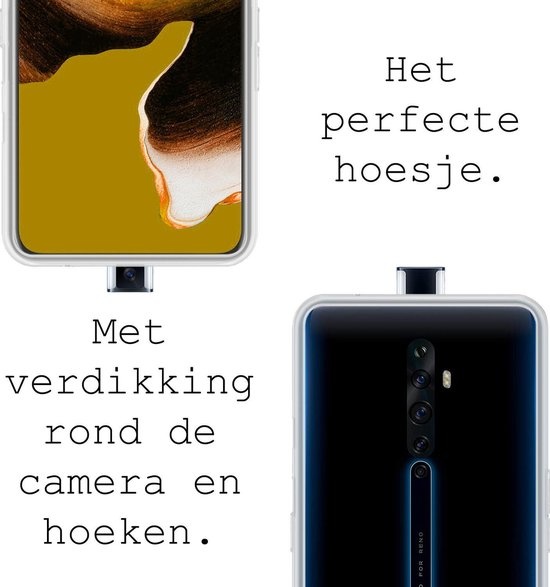 BASEY. Hoes Geschikt voor OPPO Reno 2 Hoesje Siliconen Back Cover Case - Hoesje Geschikt voor OPPO Reno 2 Hoes Cover Hoesje - Transparant - 2 Stuks