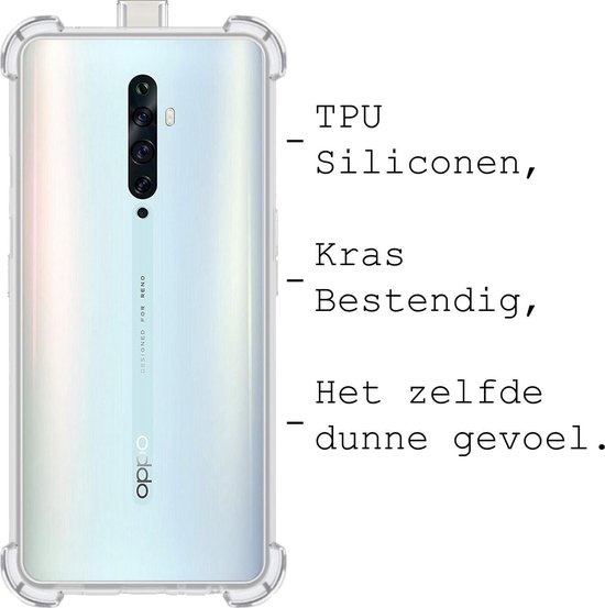 BASEY. Hoes Geschikt voor OPPO Reno 2Z Hoesje Shock Proof Case Hoes Siliconen - Hoesje Geschikt voor OPPO Reno 2Z Hoes Cover Shockproof - Transparant