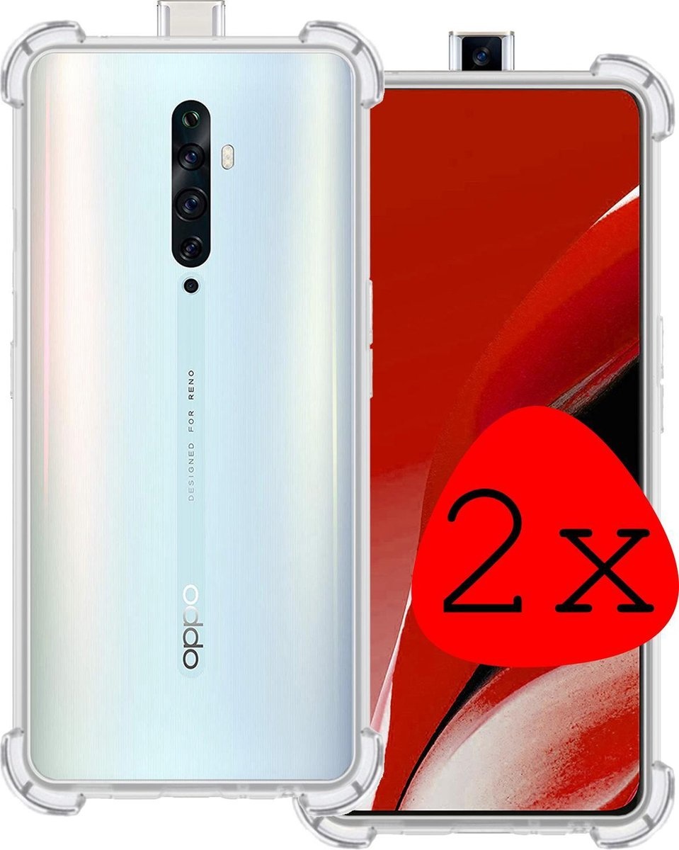 BASEY. Hoes Geschikt voor OPPO Reno 2Z Hoesje Shock Proof Case Hoes Siliconen - Hoesje Geschikt voor OPPO Reno 2Z Hoes Cover Shockproof - Transparant - 2 Stuks
