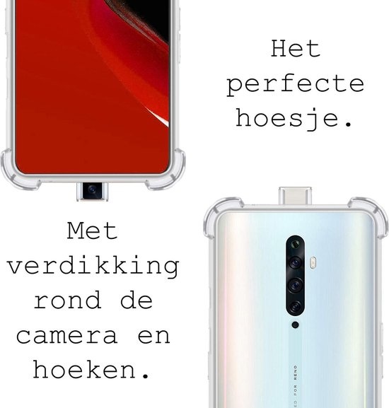 BASEY. Hoes Geschikt voor OPPO Reno 2Z Hoesje Shock Proof Case Hoes Siliconen - Hoesje Geschikt voor OPPO Reno 2Z Hoes Cover Shockproof - Transparant - 2 Stuks