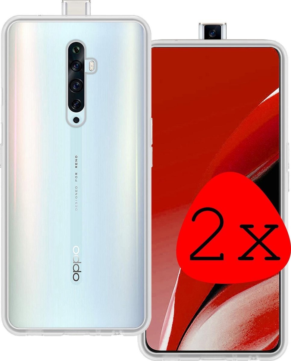 BASEY. Hoes Geschikt voor OPPO Reno 2Z Hoesje Siliconen Back Cover Case - Hoesje Geschikt voor OPPO Reno 2Z Hoes Cover Hoesje - Transparant - 2 Stuks