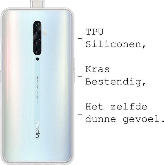 BASEY. Hoes Geschikt voor OPPO Reno 2Z Hoesje Siliconen Back Cover Case - Hoesje Geschikt voor OPPO Reno 2Z Hoes Cover Hoesje - Transparant - 2 Stuks