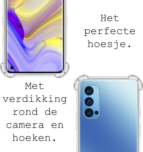 BASEY. Hoes Geschikt voor OPPO Reno 4 Pro 5G Hoesje Shock Proof Case Hoes Siliconen - Hoesje Geschikt voor OPPO Reno 4 Pro Hoes Cover Shockproof - Transparant
