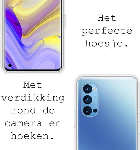 BASEY. Hoes Geschikt voor OPPO Reno 4 Pro 5G Hoesje Siliconen Back Cover Case - Hoesje Geschikt voor OPPO Reno 4 Pro Hoes Cover Hoesje - Transparant