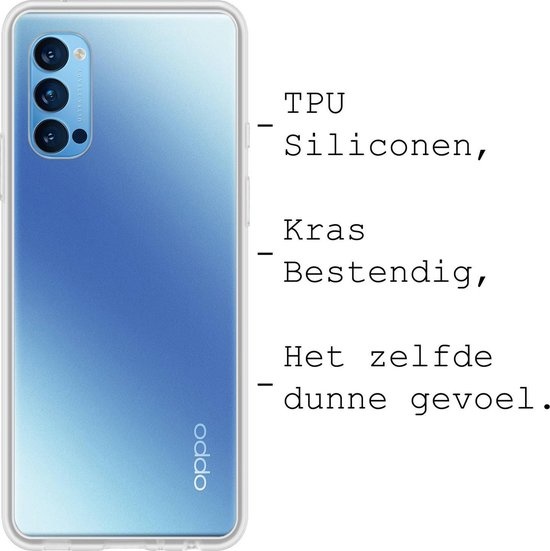 BASEY. Hoes Geschikt voor OPPO Reno 4 Pro 5G Hoesje Siliconen Back Cover Case - Hoesje Geschikt voor OPPO Reno 4 Pro Hoes Cover Hoesje - Transparant
