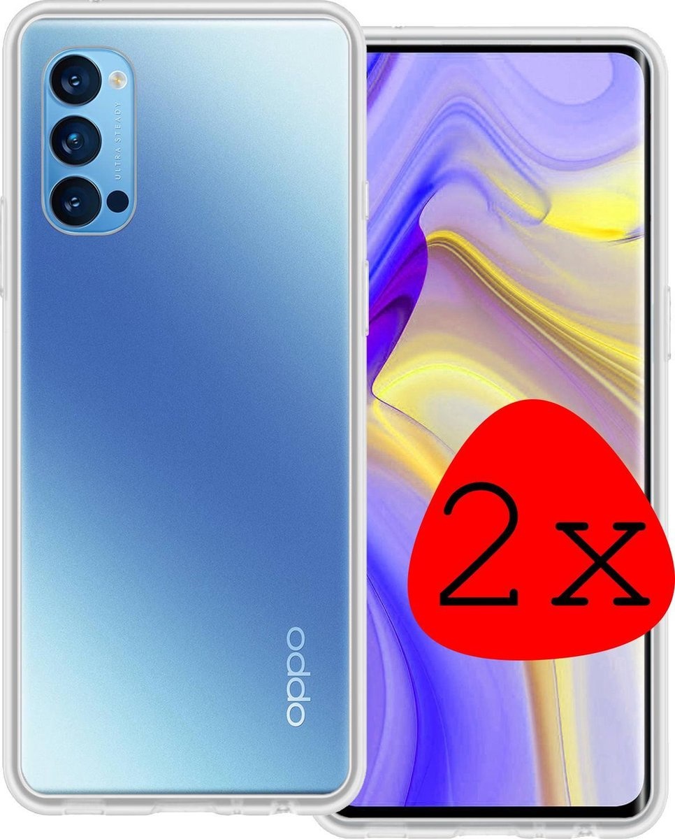 BASEY. Hoes Geschikt voor OPPO Reno 4 Pro 5G Hoesje Siliconen Back Cover Case - Hoesje Geschikt voor OPPO Reno 4 Pro Hoes Cover Hoesje - Transparant - 2 Stuks