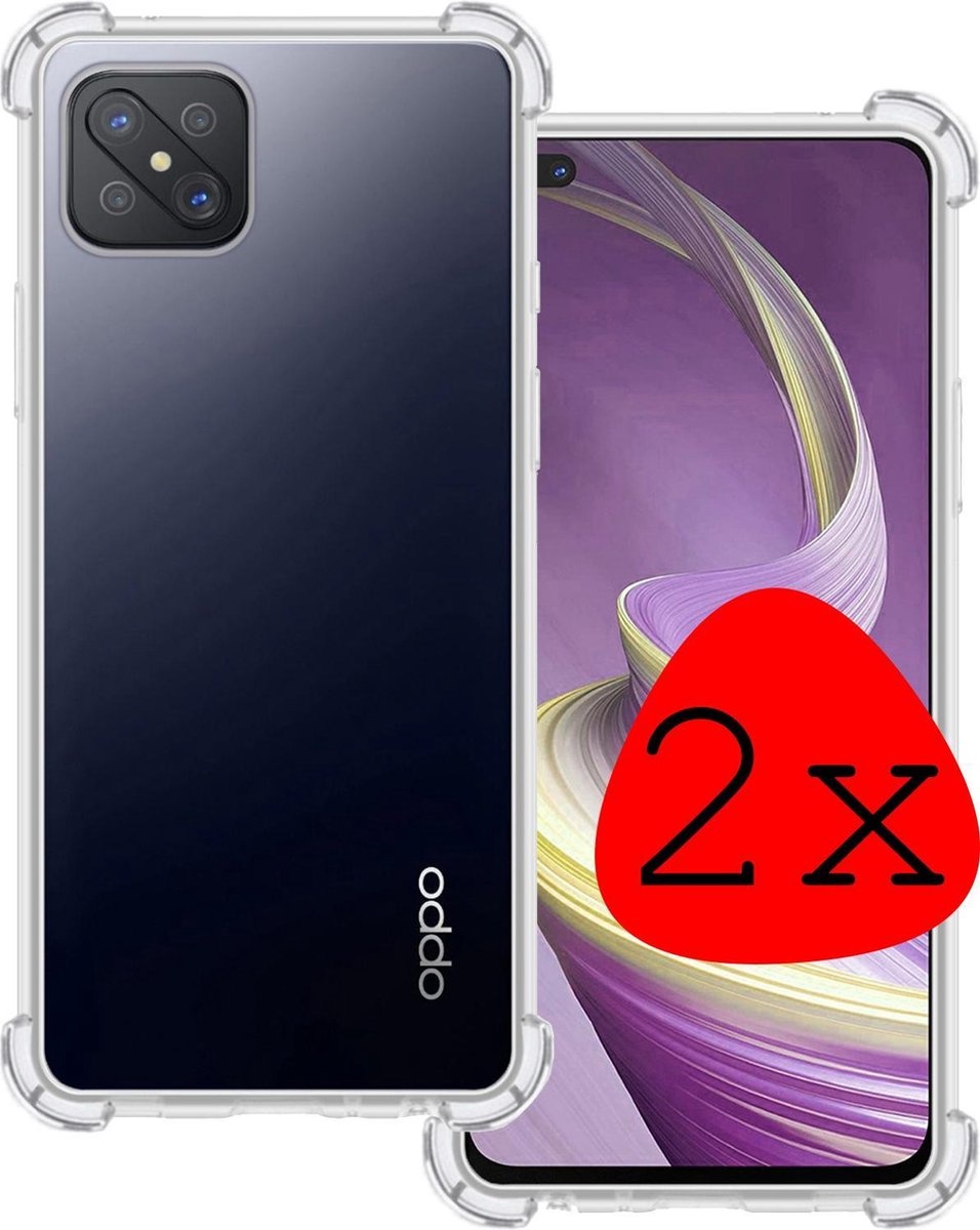 BASEY. Hoes Geschikt voor OPPO Reno4 Z 5G Hoesje Shock Proof Case Hoes Siliconen - Hoesje Geschikt voor OPPO Reno 4Z 5G Hoes Cover Shockproof - Transparant - 2 Stuks