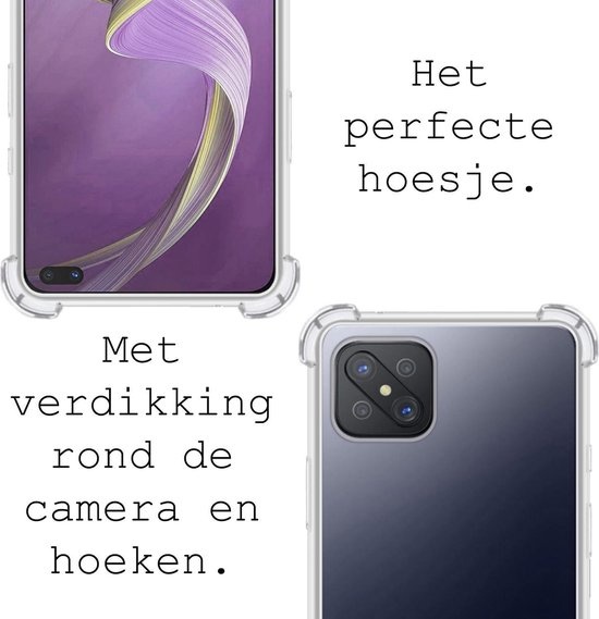 BASEY. Hoes Geschikt voor OPPO Reno4 Z 5G Hoesje Shock Proof Case Hoes Siliconen - Hoesje Geschikt voor OPPO Reno 4Z 5G Hoes Cover Shockproof - Transparant - 2 Stuks