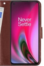 BASEY. Hoes Geschikt voor OnePlus Nord 2 Hoesje Bookcase Hoes Flip Case Book Cover - Hoesje Geschikt voor OnePlus Nord 2 Hoes Book Case Hoesje - Bruin